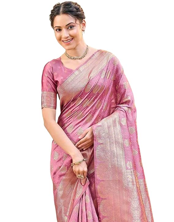 Women's Silk Jacquard Banarasi Saree With Unstitched Blouse Piece