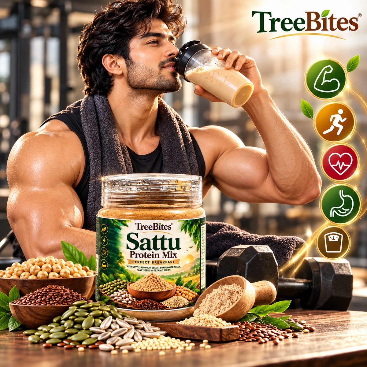 TreeBites Sattu Protein Mix – Plant-Based Nutrition & Breakfast Mix | 150g