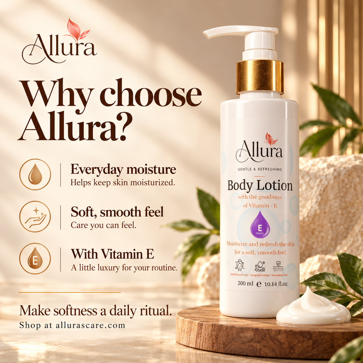 Allura Vitamin E Body Lotion – Deep Hydration & Soft Smooth Skin | 200 ml