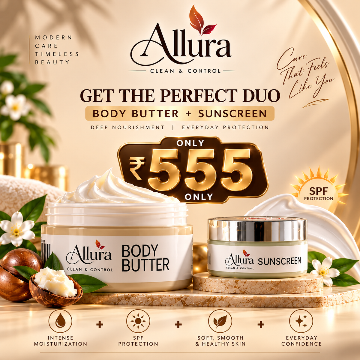 Allura Body Butter & Sunscreen Duo – Deep Nourishment & Everyday Sun Protection