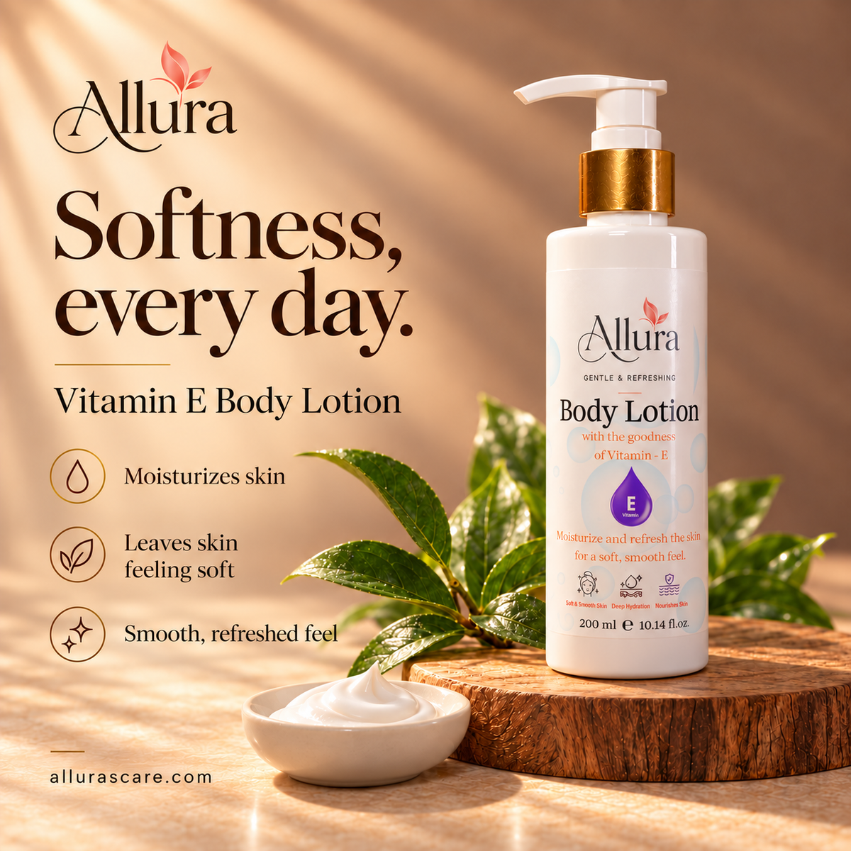 Allura Vitamin E Body Lotion – Deep Hydration & Soft Smooth Skin | 200 ml