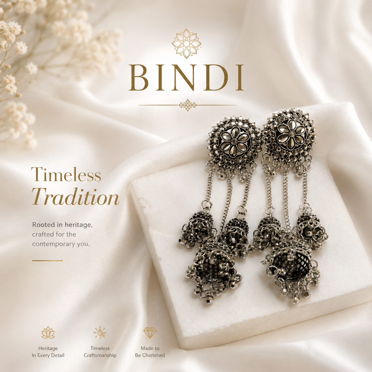 Bindi Ghar Silver Oxidised Kashmiri Earrings for Women | Traditional Ethnic Statement Earrings