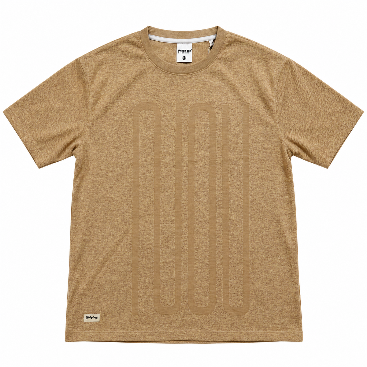 Fashino World Men's Beige Oversized Graphic Printed T-Shirt – Minimal Text Design