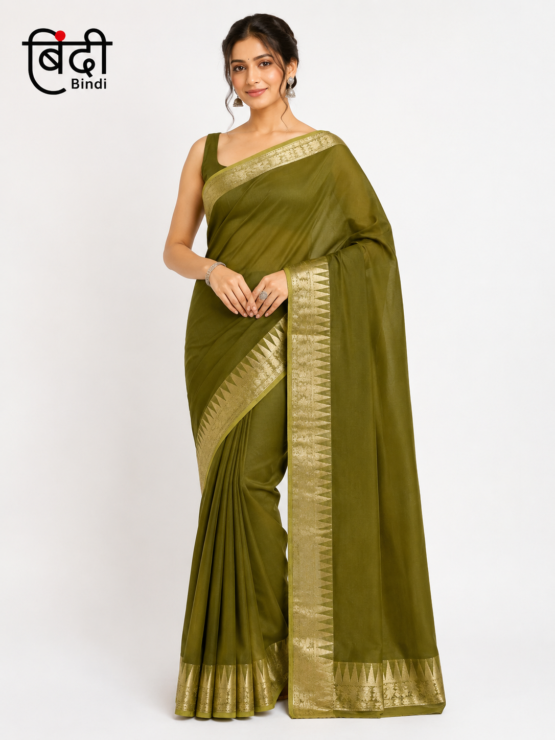 Bindi Women's Rani Pink Ghicha Silk Saree with Gold Zari Woven Border | Premium Ethnic Wear