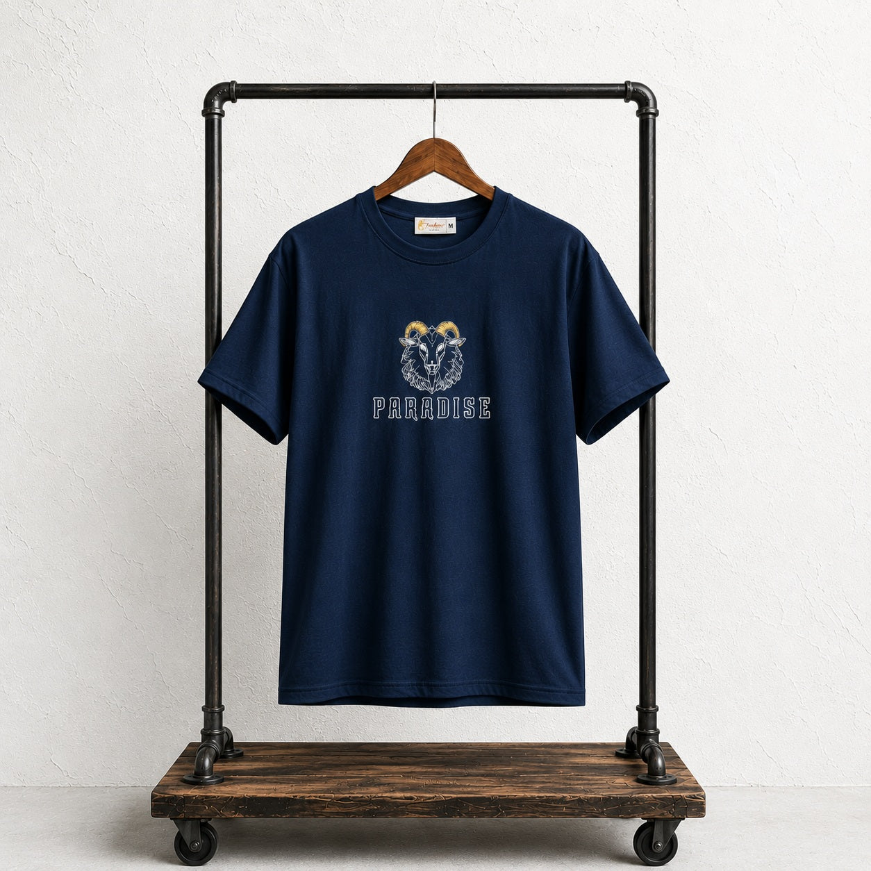 FASHINO WORLD Men's Navy Blue Oversized Graphic Printed T-Shirt | Premium Cotton Blend | Half Sleeve | Round Neck