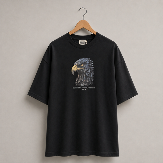 FASHINO WORLD Men's Black Oversized Graphic Printed T-Shirt | Premium Cotton Blend | Half Sleeve | Round Neck