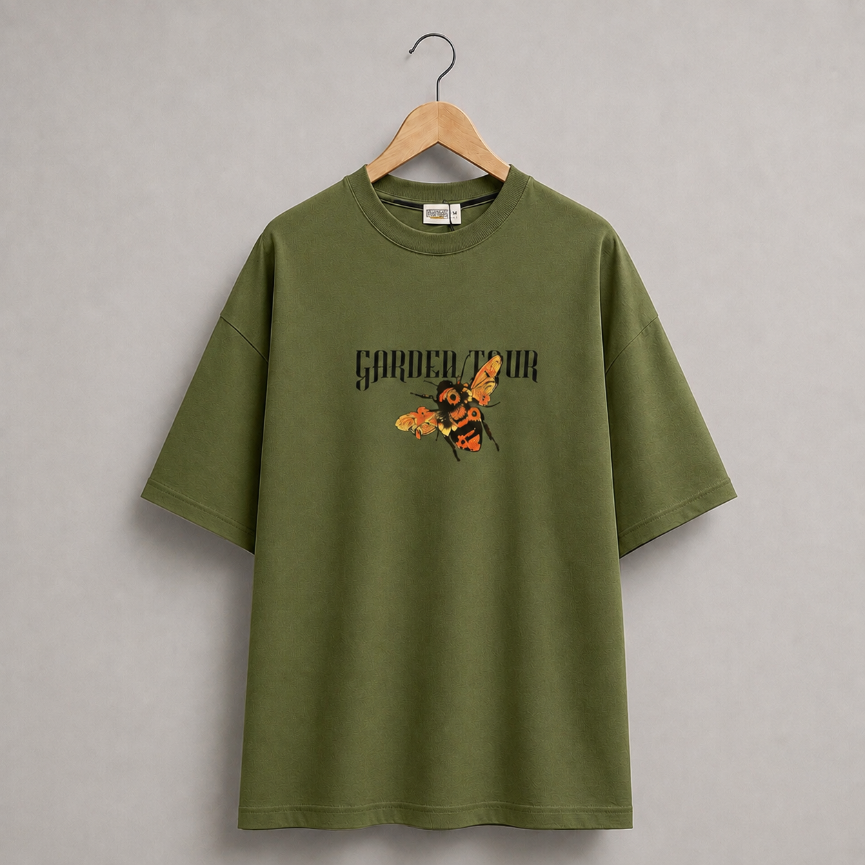 FASHINO WORLD Men's Olive Green Oversized Graphic Printed T-Shirt | Premium Cotton Blend | Half Sleeve | Round Neck