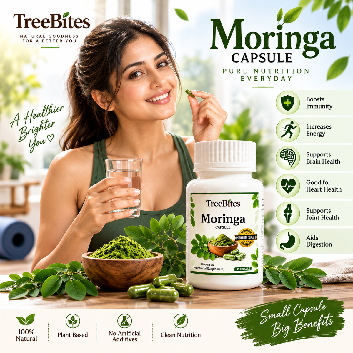 TreeBites Moringa Capsules – 30 Capsules | Plant-Based Nutritional Supplement