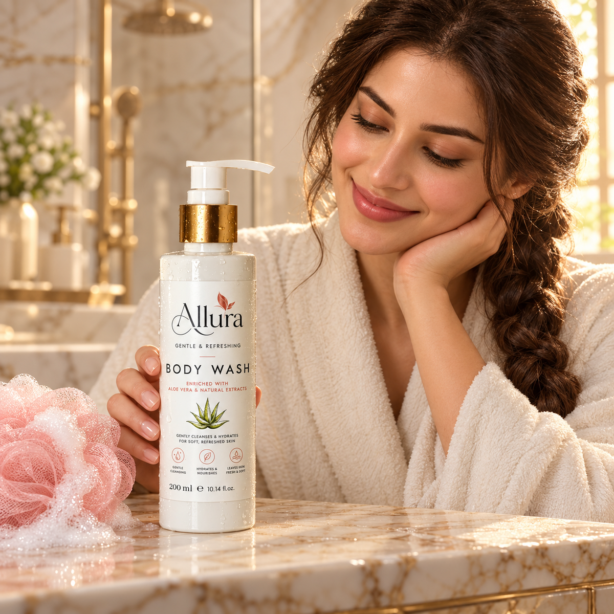 Allura Body Wash with Aloe Vera & Natural Extracts – Gentle Cleansing & Hydration | 200 ml
