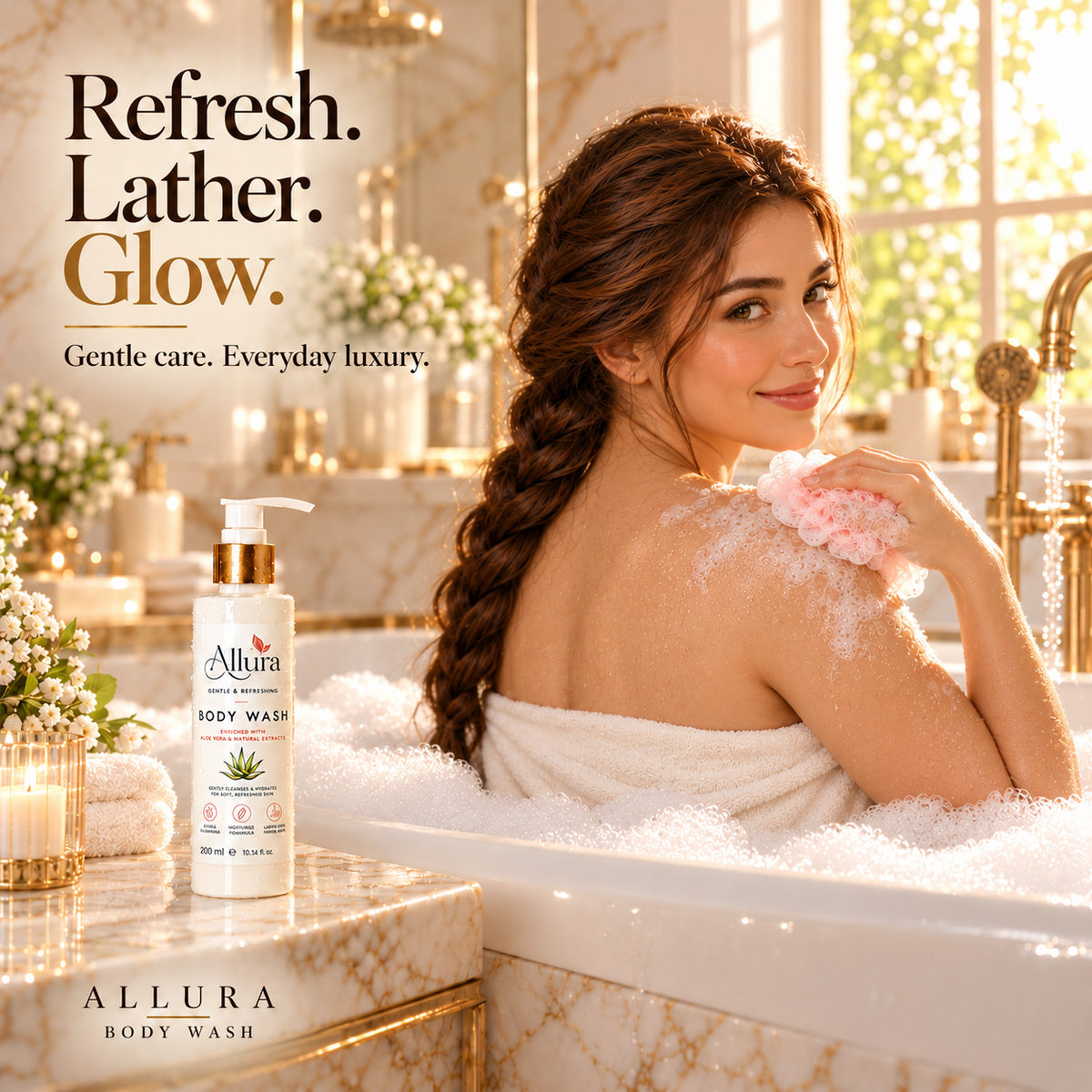 Allura Body Wash with Aloe Vera & Natural Extracts – Gentle Cleansing & Hydration | 200 ml