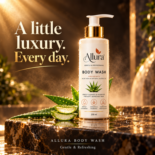 Allura Body Wash with Aloe Vera & Natural Extracts – Gentle Cleansing & Hydration | 200 ml