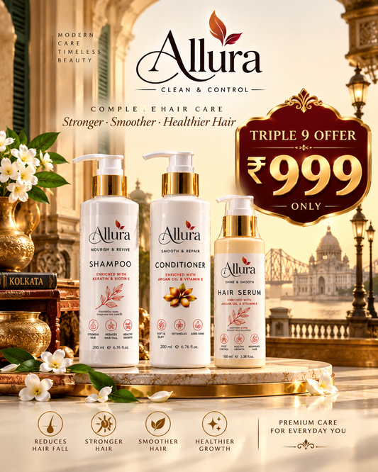 Allura Complete Hair Care Combo – Shampoo, Conditioner & Hair Serum | 500 ml