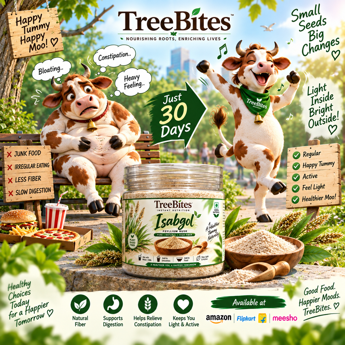 TreeBites Isabgol Psyllium Husk – Pure Natural High Fiber – 100 g