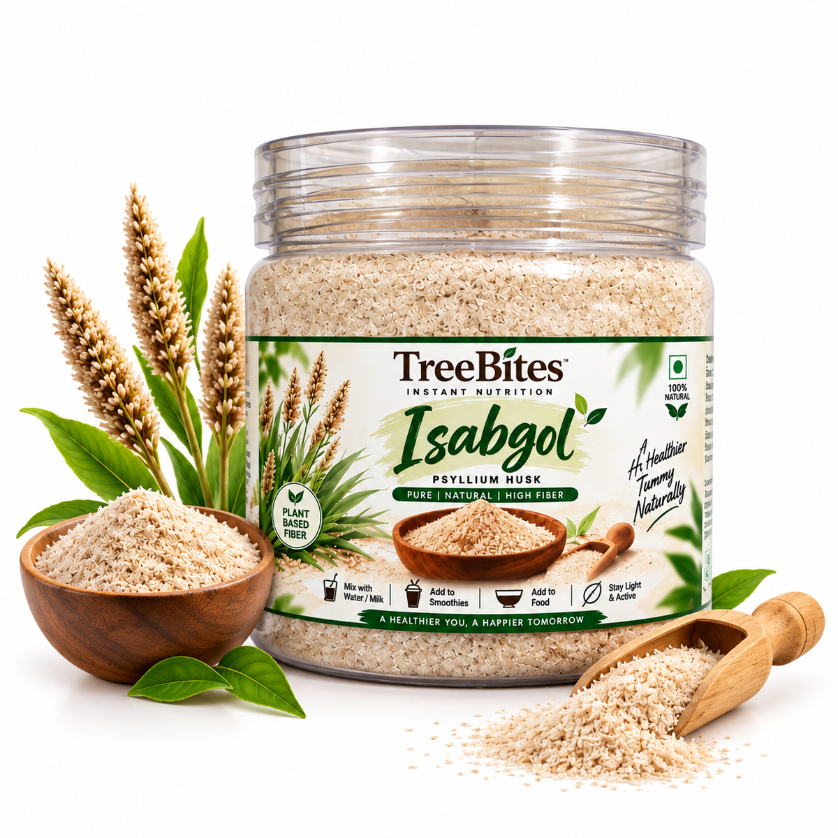 TreeBites Isabgol Psyllium Husk – Pure Natural High Fiber – 100 g