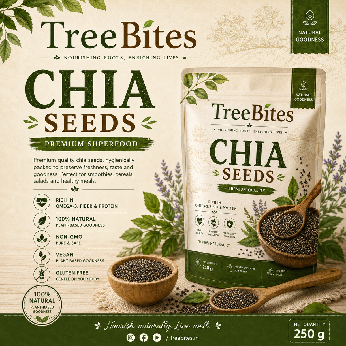 TreeBites Premium Chia Seeds – Natural & Nutritious