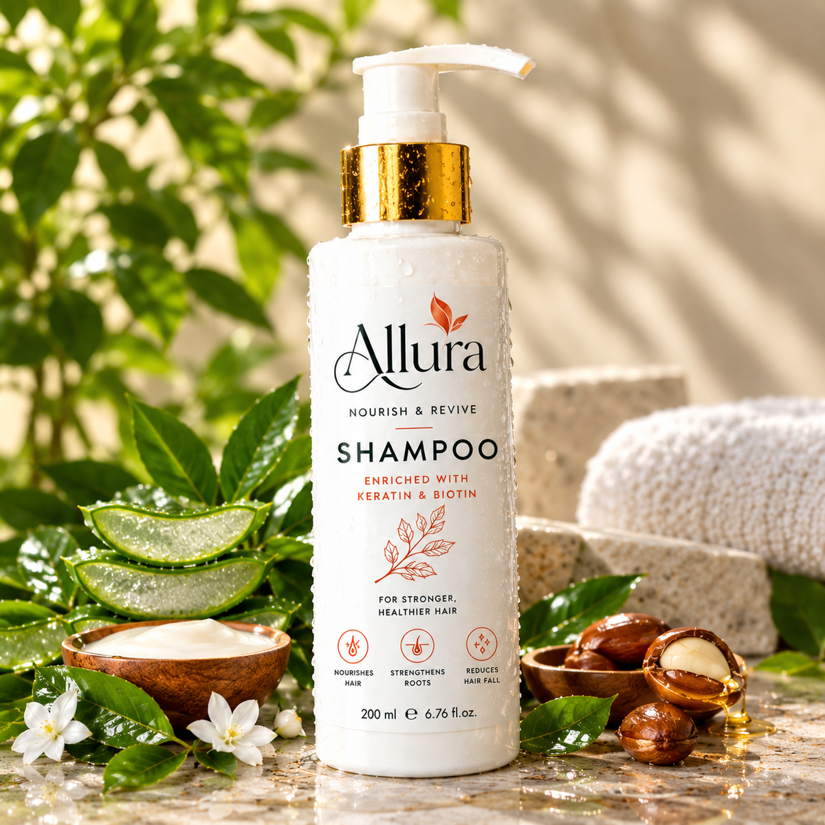 Allura Nourish & Revive Shampoo – Keratin & Biotin, 200 ml