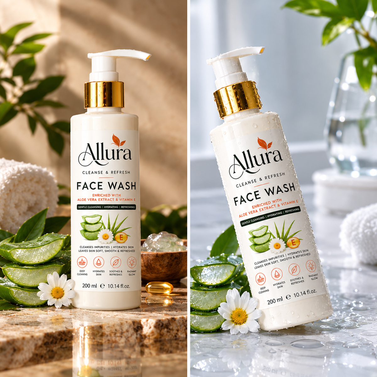 Allura Aloe Vera & Vitamin E Face Wash – Gentle Cleansing & Hydrating Facial Cleanser | 100 ml