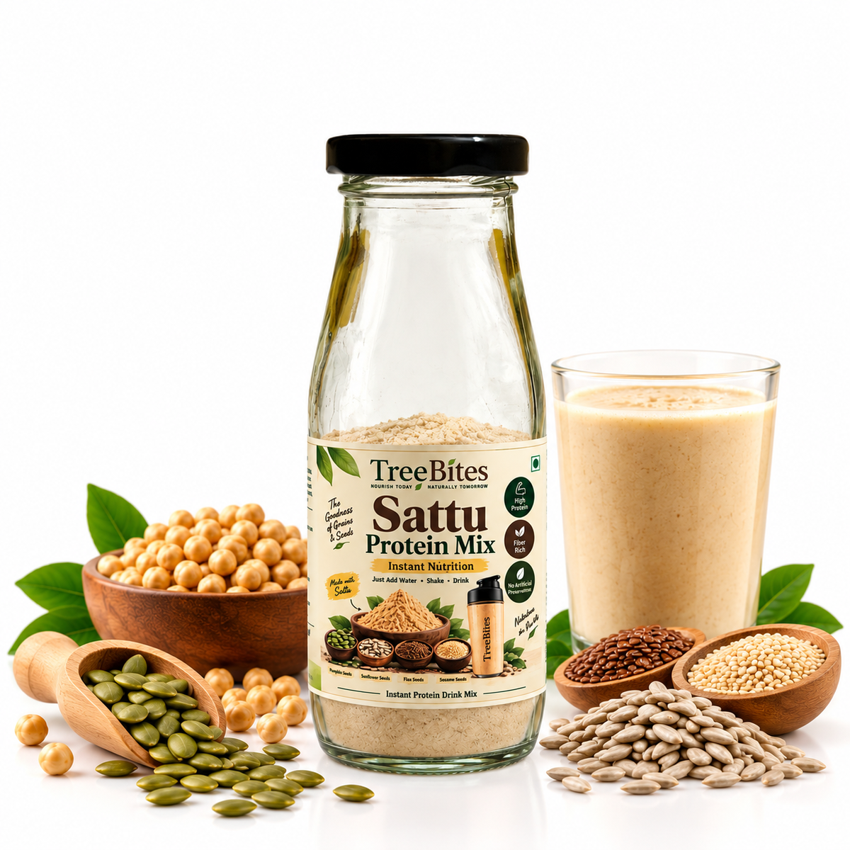 TreeBites Sattu Protein Mix | Instant Nutrition Drink Mix | 50g